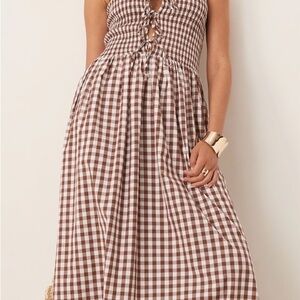 ASOS Chocolate Gingham Bandeau Maxi Dress